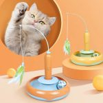 Interactive Cat Toy With Feathers And Ball - Electronic Toy For Cats
